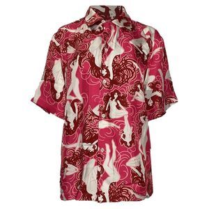 Amiri Short Sleeves Naked Girl Shirt In Pink Silk
